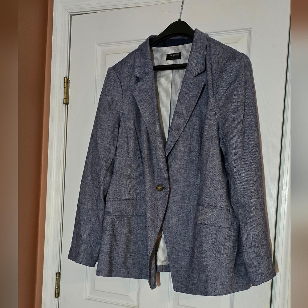 Lane Bryant Sz 22 Light Weight Fully Lined Blue Blazer